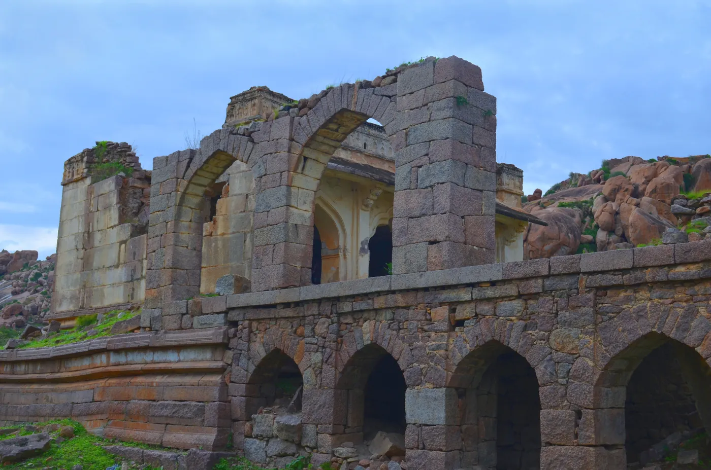 The Nawab's Hall ruins at Adoni Fort, on the granite hill, Adoni