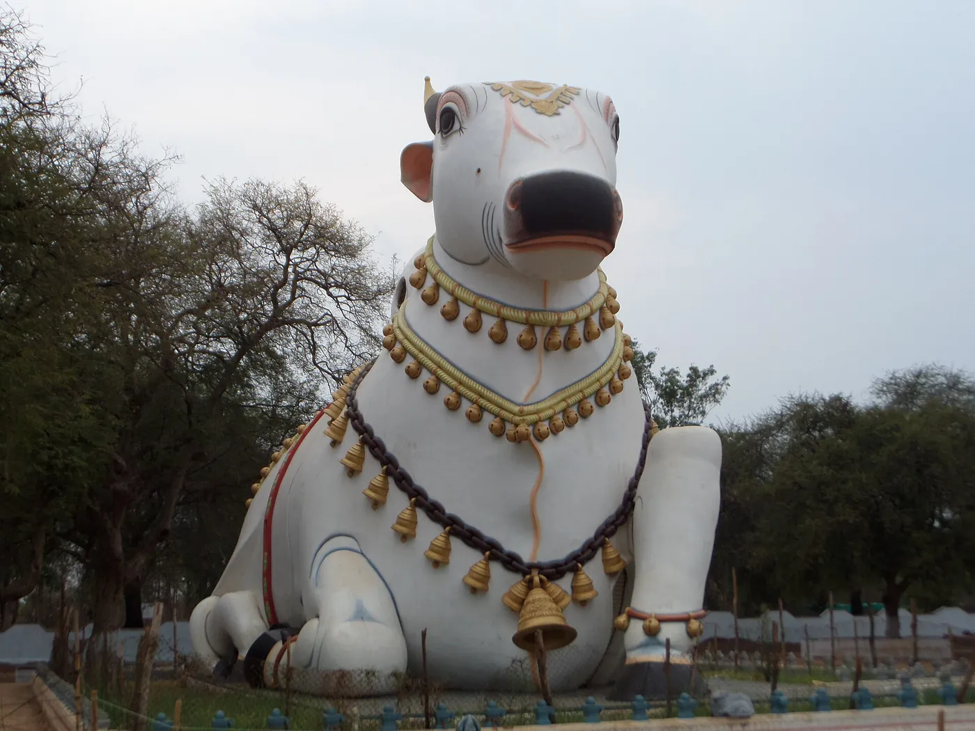 The giant white Nandi bull at Mahanandi, near Nandyal