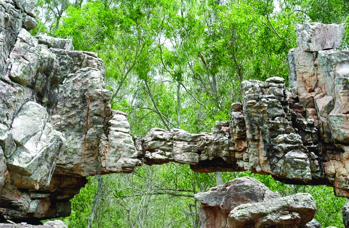 The Silathoranam natural rock arch in the Tirumala hills, near Tirupati